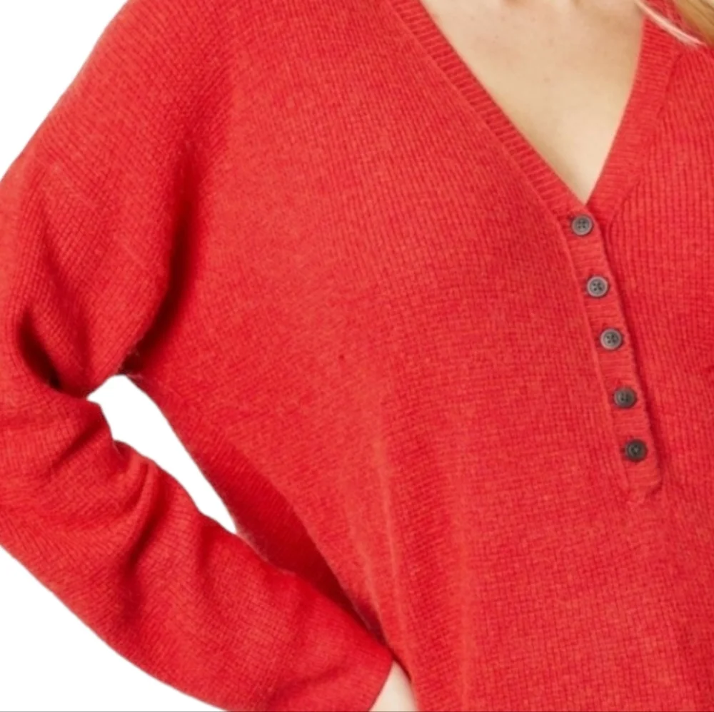 Madewell Asherton Waffle Henley Alpaca Wool Blend Sweater size M NC737